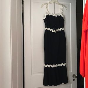 ASOS black midi dress with rik rak trim
